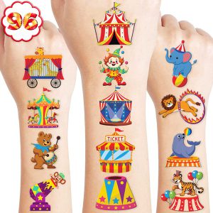 96PCS Carnival Circus Clown Pre-Cut Temporary Tattoos for Kids