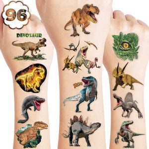 96 PCS Dinosaur 3D Pre-Cut Temporary Tattoos for Kids